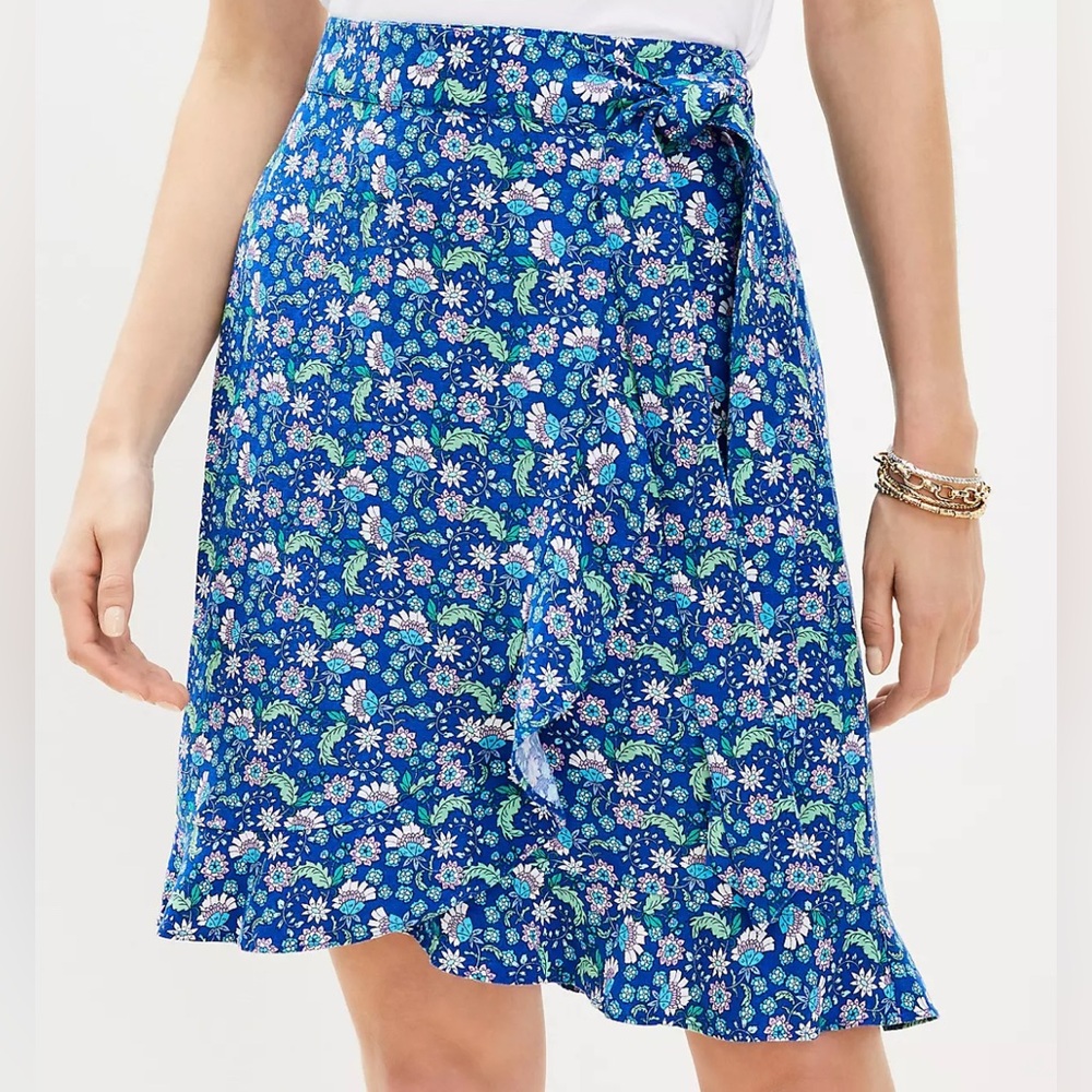 LOFT floral ruffle wrap skirt